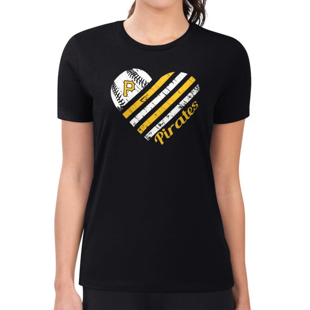 MLB Pittsburgh Pirates G-III 4Her by Carl Banks Women's Super-Slim Fit Lightweight Heart Graphic T-Shirt