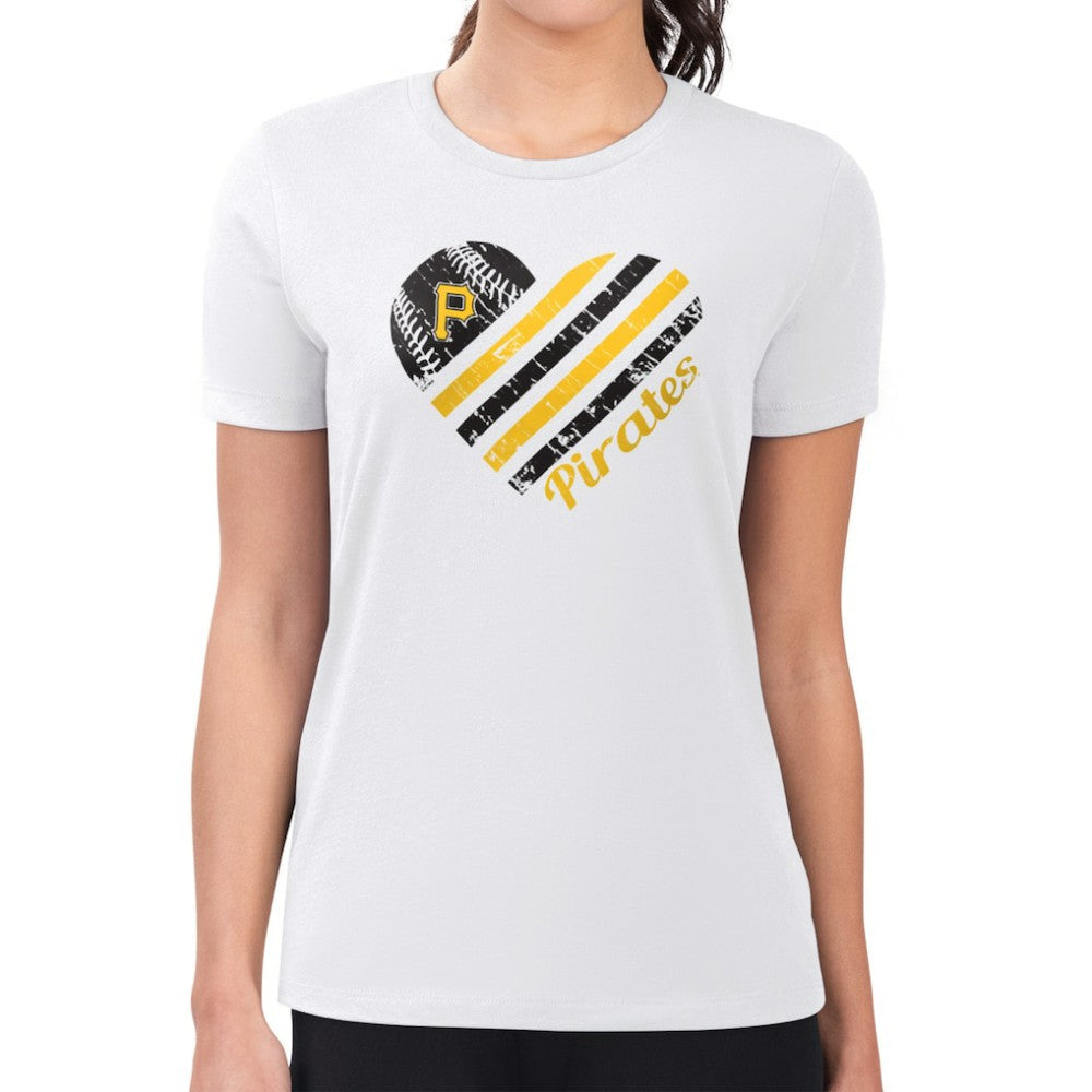 MLB Pittsburgh Pirates G-III 4Her by Carl Banks Women's Super-Slim Fit Lightweight Heart Graphic T-Shirt
