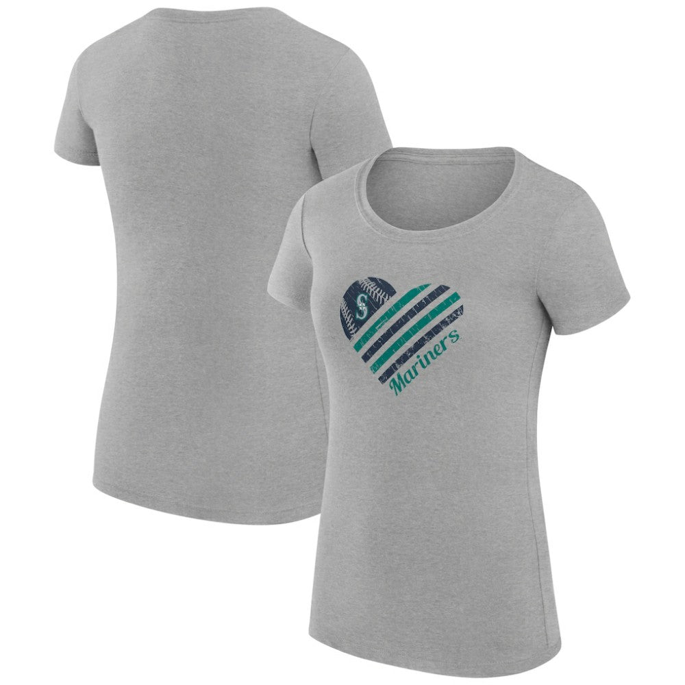 MLB Seattle Mariners G-III 4Her by Carl Banks Women's Super-Slim Fit Lightweight Heart Graphic T-Shirt