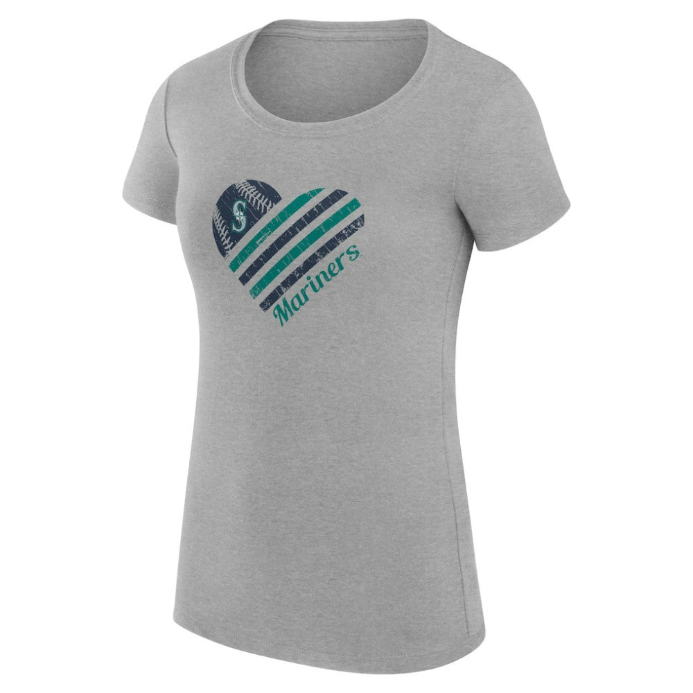 MLB Seattle Mariners G-III 4Her by Carl Banks Women's Super-Slim Fit Lightweight Heart Graphic T-Shirt