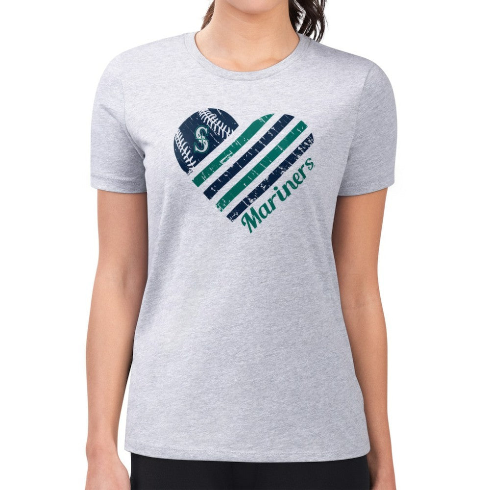 MLB Seattle Mariners G-III 4Her by Carl Banks Women's Super-Slim Fit Lightweight Heart Graphic T-Shirt