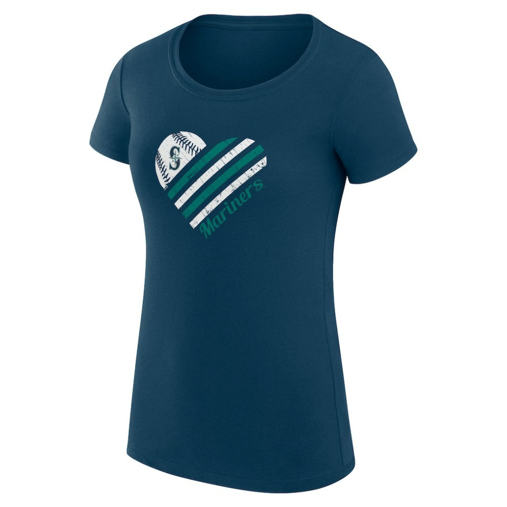 MLB Seattle Mariners G-III 4Her by Carl Banks Women's Super-Slim Fit Lightweight Heart Graphic T-Shirt