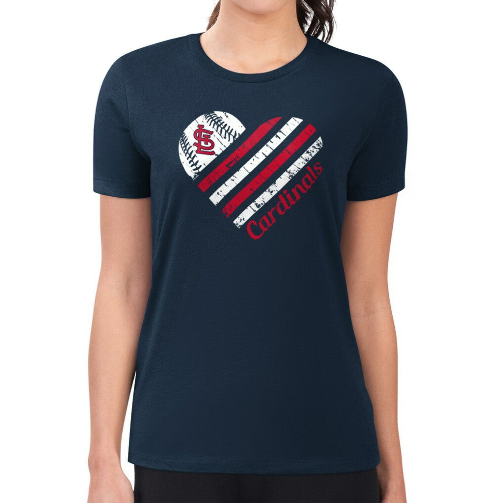 MLB St. Louis Cardinals G-III 4Her by Carl Banks Women's Super-Slim Fit Lightweight Heart Graphic T-Shirt