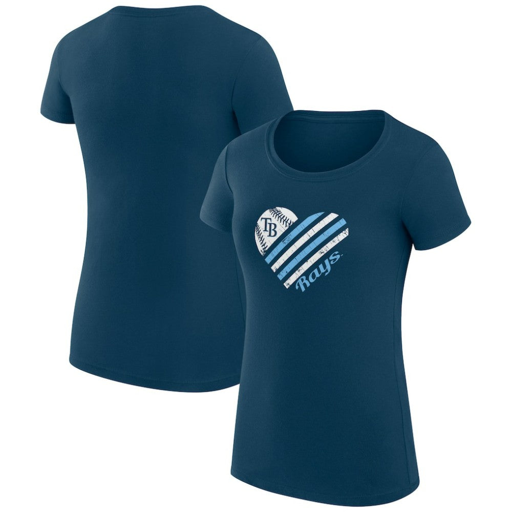 MLB Tampa Bay Rays G-III 4Her by Carl Banks Women's Super-Slim Fit Lightweight Heart Graphic T-Shirt