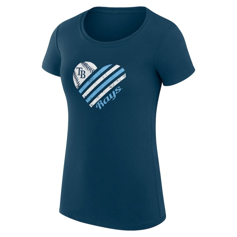 MLB Tampa Bay Rays G-III 4Her by Carl Banks Women's Super-Slim Fit Lightweight Heart Graphic T-Shirt