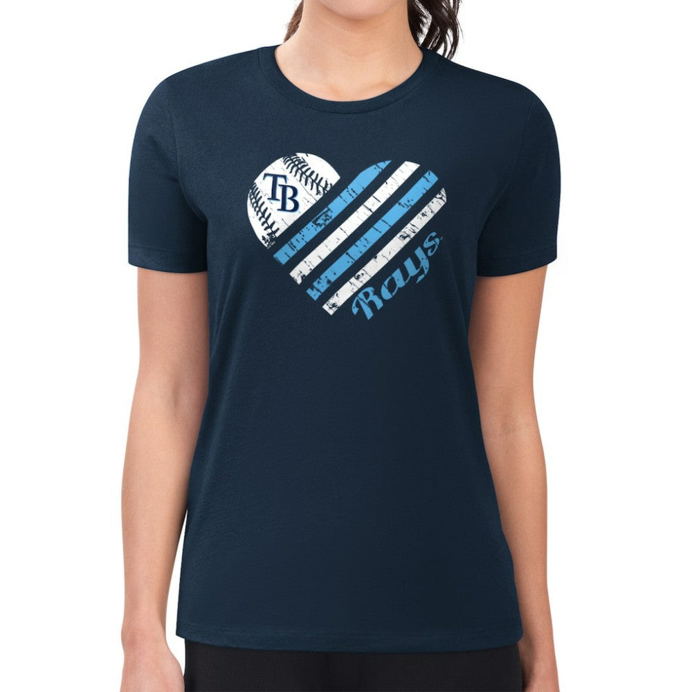 MLB Tampa Bay Rays G-III 4Her by Carl Banks Women's Super-Slim Fit Lightweight Heart Graphic T-Shirt