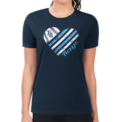 MLB Tampa Bay Rays G-III 4Her by Carl Banks Women's Super-Slim Fit Lightweight Heart Graphic T-Shirt