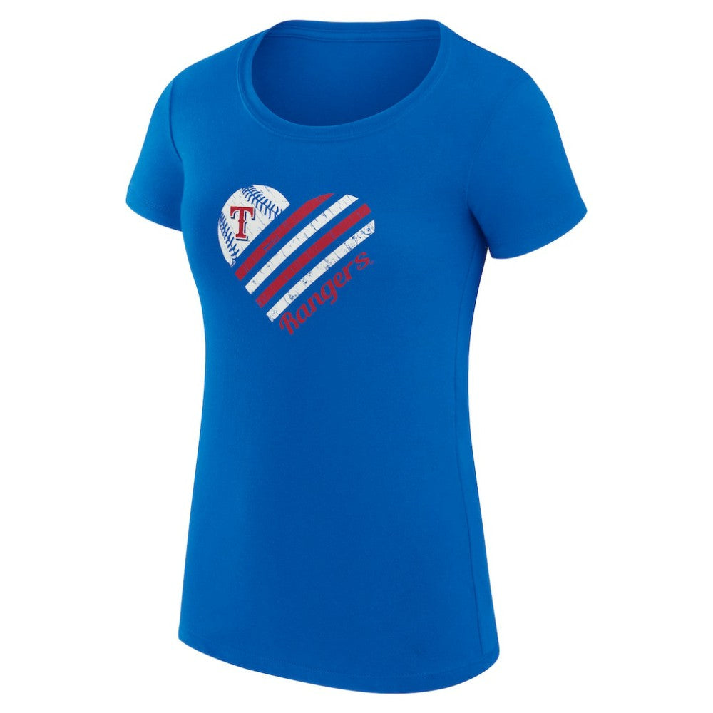 MLB Texas Rangers G-III 4Her by Carl Banks Women's Super-Slim Fit Lightweight Heart Graphic T-Shirt