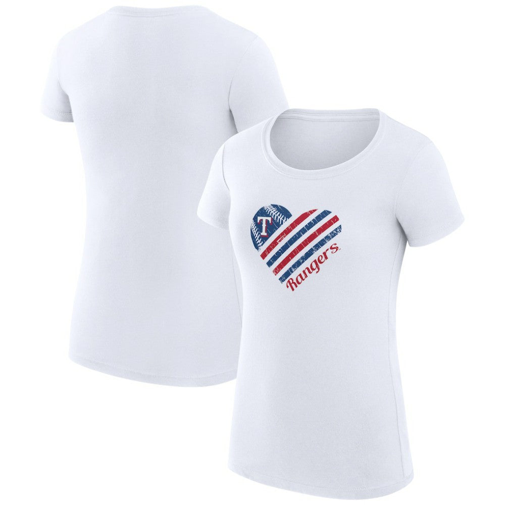 MLB Texas Rangers G-III 4Her by Carl Banks Women's Super-Slim Fit Lightweight Heart Graphic T-Shirt