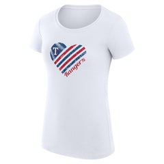 MLB Texas Rangers G-III 4Her by Carl Banks Women's Super-Slim Fit Lightweight Heart Graphic T-Shirt