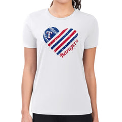 MLB Texas Rangers G-III 4Her by Carl Banks Women's Super-Slim Fit Lightweight Heart Graphic T-Shirt