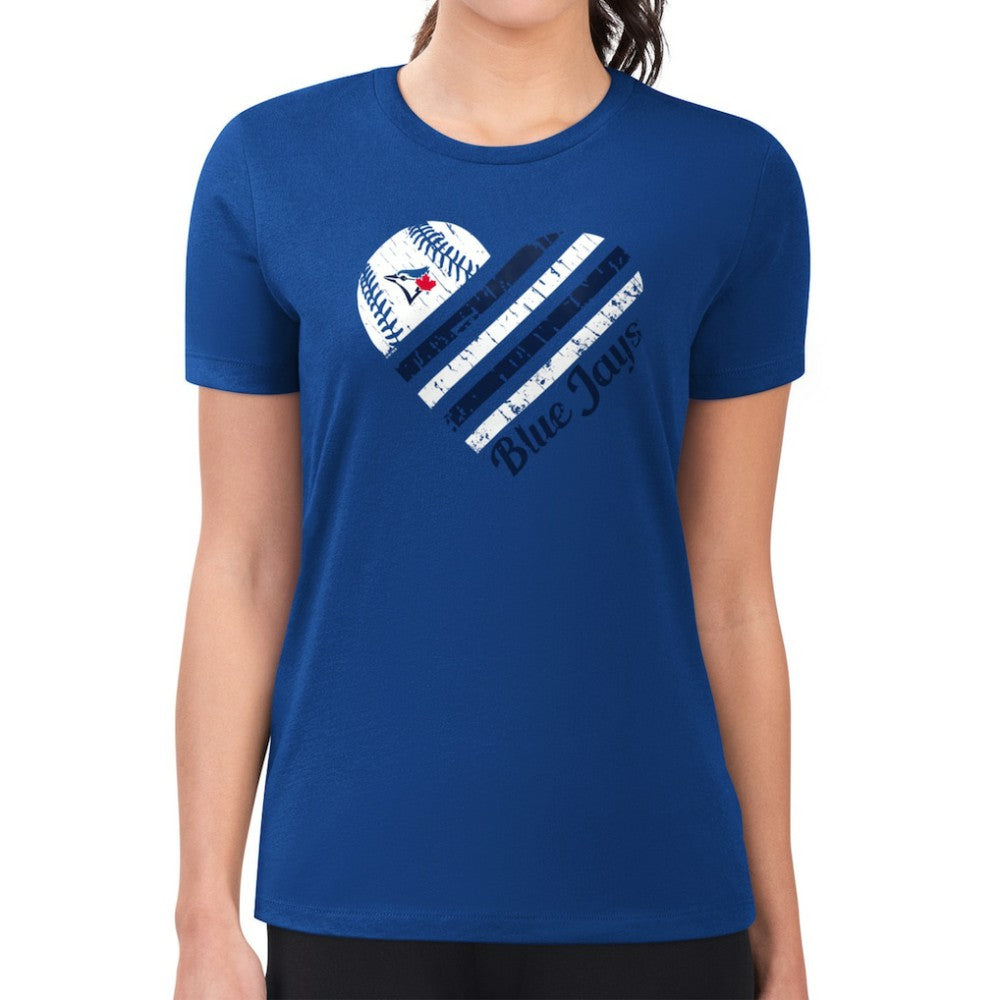 MLB Toronto Blue Jays G-III 4Her by Carl Banks Women's Super-Slim Fit Lightweight Heart Graphic T-Shirt