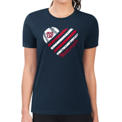 MLB Washington Nationals G-III 4Her by Carl Banks Women's Super-Slim Fit Lightweight Heart Graphic T-Shirt