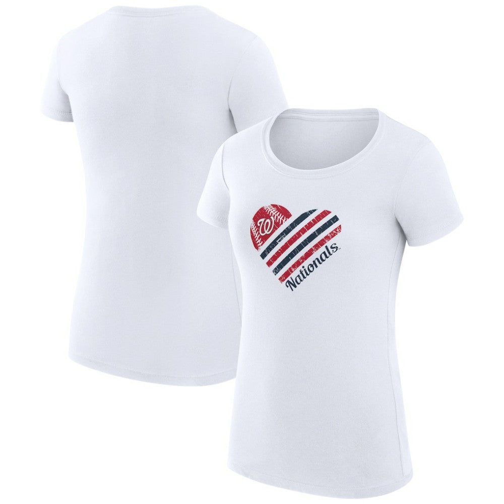 MLB Washington Nationals G-III 4Her by Carl Banks Women's Super-Slim Fit Lightweight Heart Graphic T-Shirt