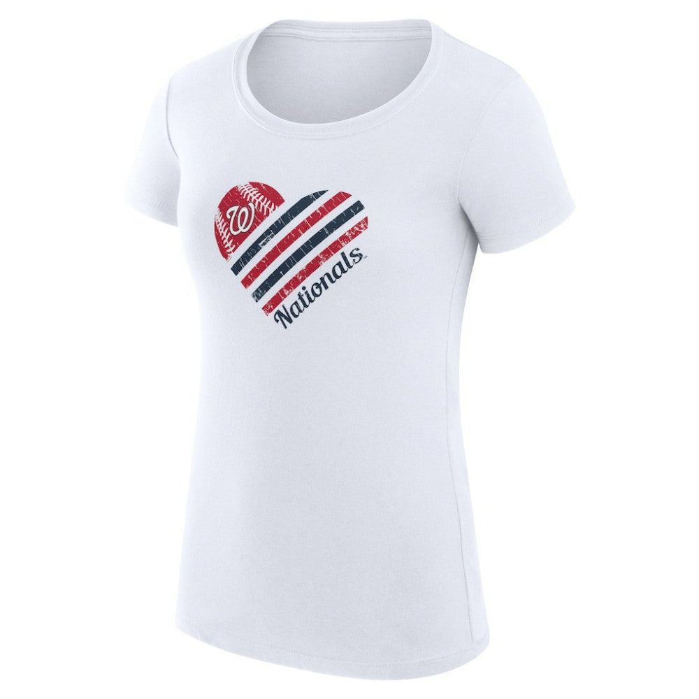 MLB Washington Nationals G-III 4Her by Carl Banks Women's Super-Slim Fit Lightweight Heart Graphic T-Shirt
