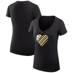 MLB Athletics G-III 4Her by Carl Banks Women's Super-Slim Fit Lightweight Heart V-Neck T-Shirt
