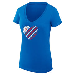 MLB Philadelphia Phillies G-III 4Her by Carl Banks Women's Super-Slim Fit Lightweight Heart V-Neck T-Shirt