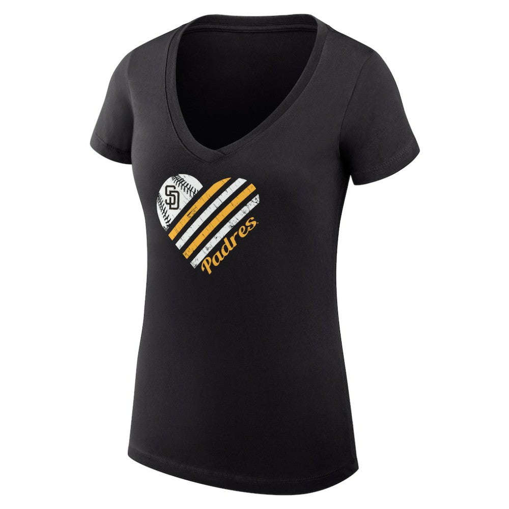 MLB San Diego Padres G-III 4Her by Carl Banks Women's Super-Slim Fit Lightweight Heart V-Neck T-Shirt