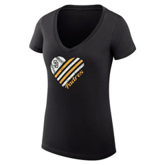 MLB San Diego Padres G-III 4Her by Carl Banks Women's Super-Slim Fit Lightweight Heart V-Neck T-Shirt