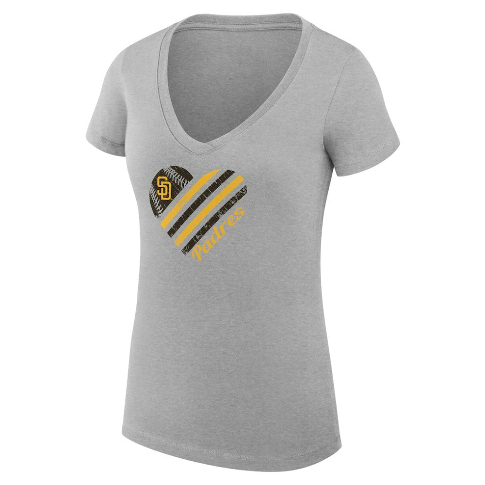 MLB San Diego Padres G-III 4Her by Carl Banks Women's Super-Slim Fit Lightweight Heart V-Neck T-Shirt