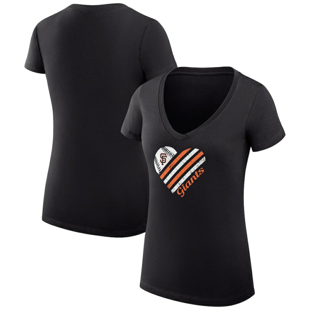 MLB San Francisco Giants G-III 4Her by Carl Banks Women's Super-Slim Fit Lightweight Heart V-Neck T-Shirt