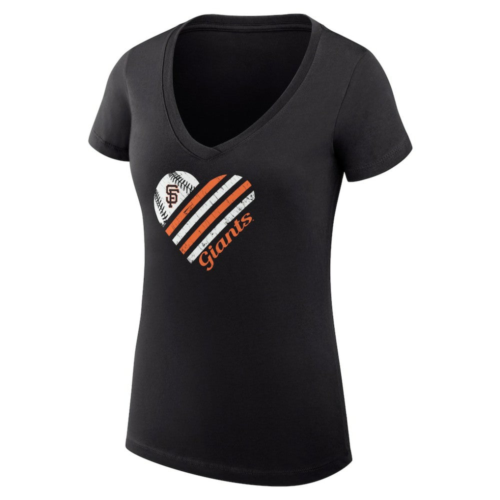 MLB San Francisco Giants G-III 4Her by Carl Banks Women's Super-Slim Fit Lightweight Heart V-Neck T-Shirt