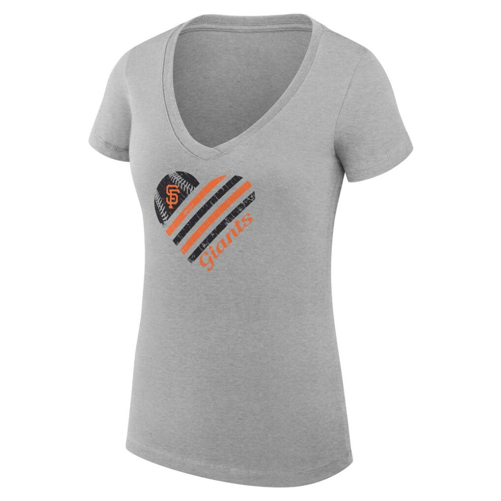MLB San Francisco Giants G-III 4Her by Carl Banks Women's Super-Slim Fit Lightweight Heart V-Neck T-Shirt