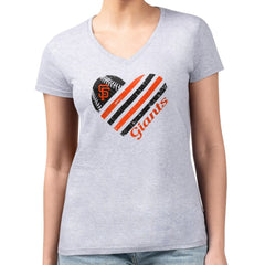 MLB San Francisco Giants G-III 4Her by Carl Banks Women's Super-Slim Fit Lightweight Heart V-Neck T-Shirt