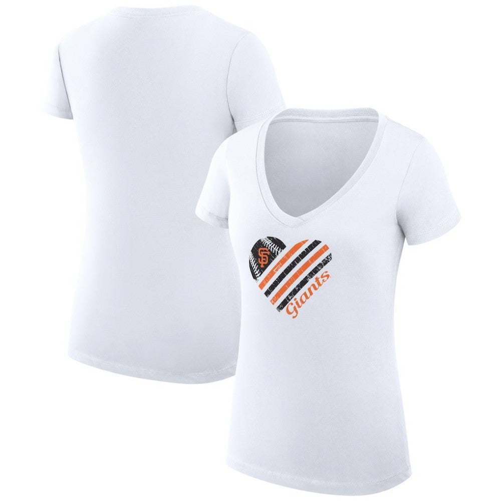 MLB San Francisco Giants G-III 4Her by Carl Banks Women's Super-Slim Fit Lightweight Heart V-Neck T-Shirt