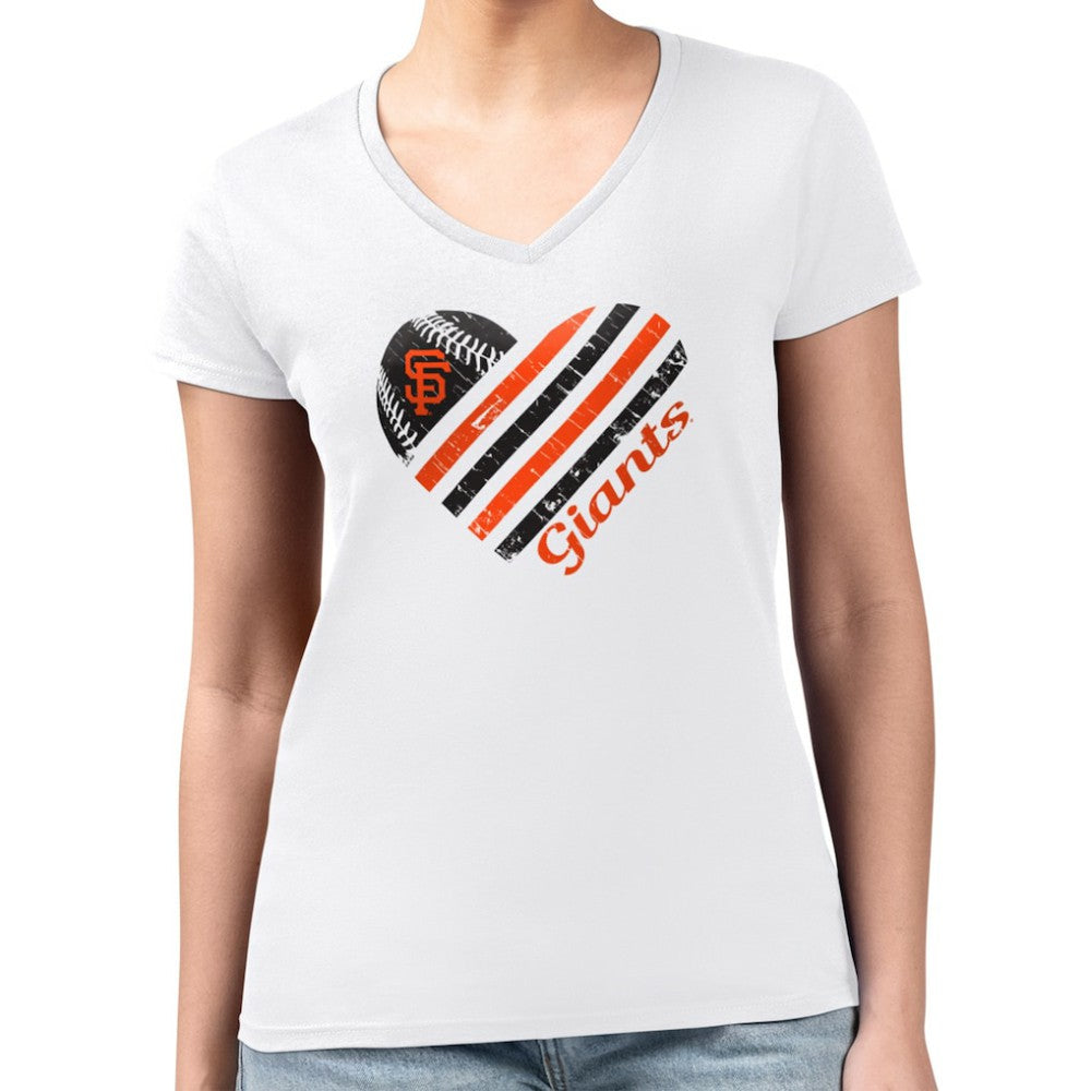 MLB San Francisco Giants G-III 4Her by Carl Banks Women's Super-Slim Fit Lightweight Heart V-Neck T-Shirt