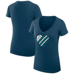 MLB Seattle Mariners G-III 4Her by Carl Banks Women's Super-Slim Fit Lightweight Heart V-Neck T-Shirt