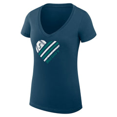 MLB Seattle Mariners G-III 4Her by Carl Banks Women's Super-Slim Fit Lightweight Heart V-Neck T-Shirt