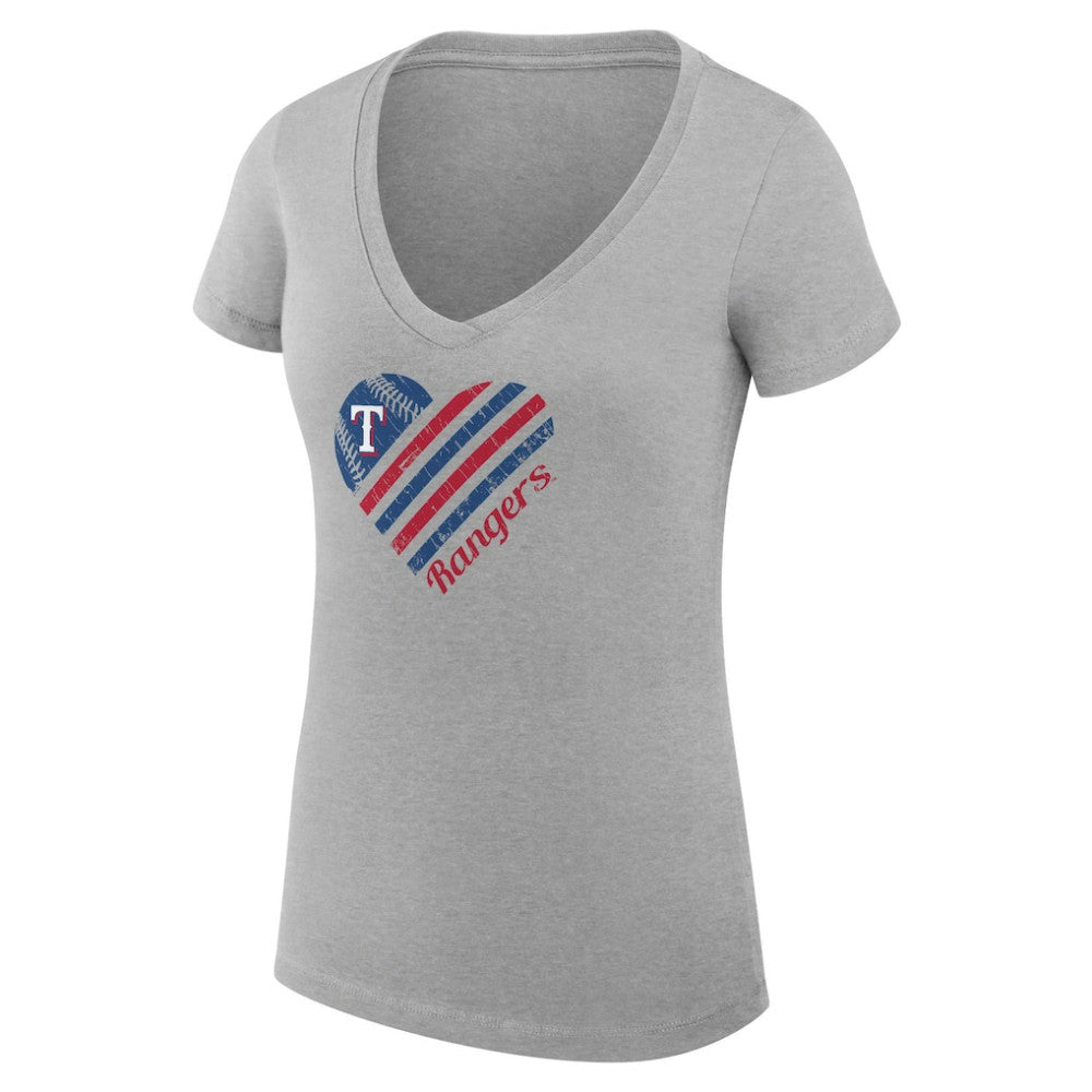 MLB Texas Rangers G-III 4Her by Carl Banks Women's Super-Slim Fit Lightweight Heart V-Neck T-Shirt