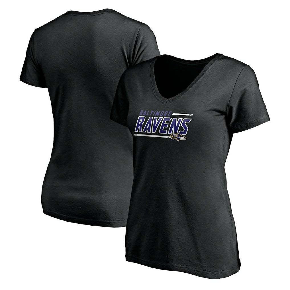 Women's Mascot In Bounds V-Neck T-Shirt - Baltimore Ravens