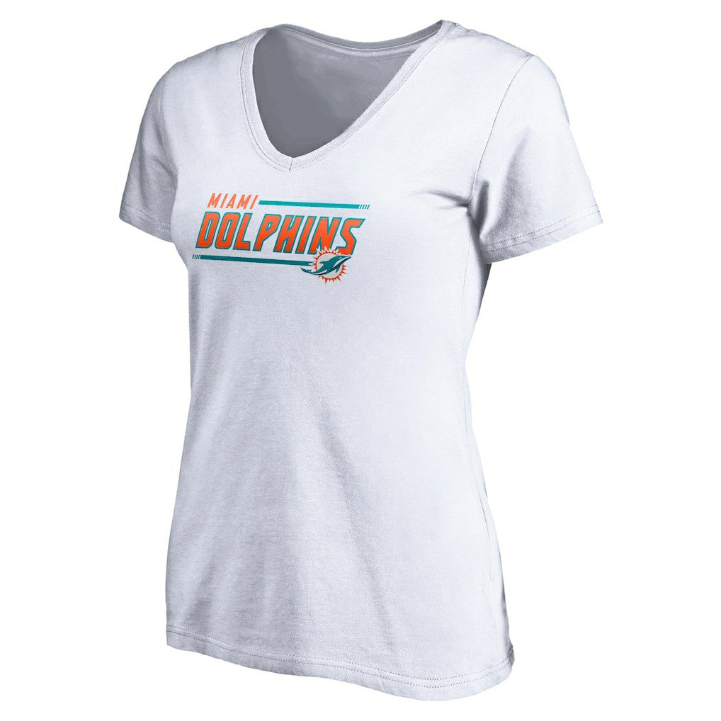 Women's Mascot In Bounds V-Neck T-Shirt - Miami Dolphins