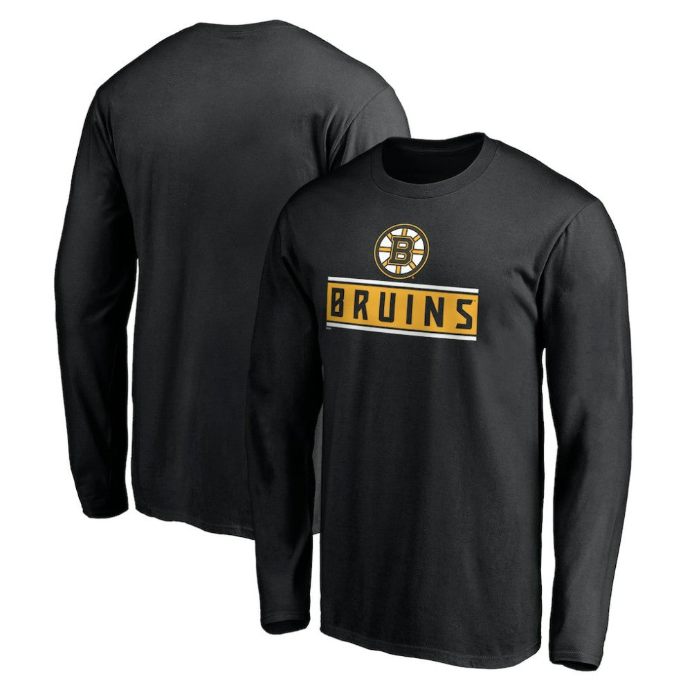 NHL Black Boston Bruins Team Arch Knockout Long Sleeve T-Shirt