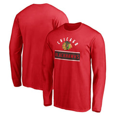 NHL Red Chicago Blackhawks Team Arch Knockout Long Sleeve T-Shirt