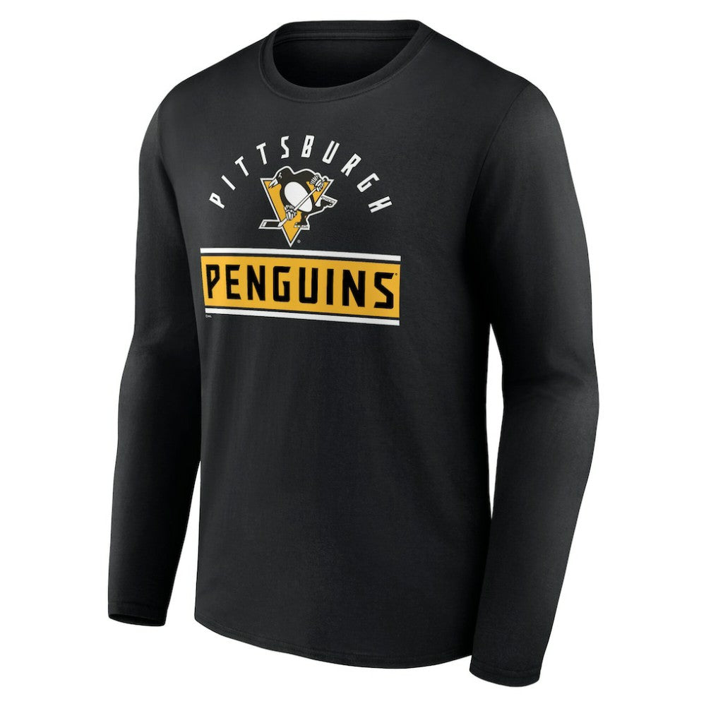 NHL Black Pittsburgh Penguins Team Arch Knockout Long Sleeve T-Shirt