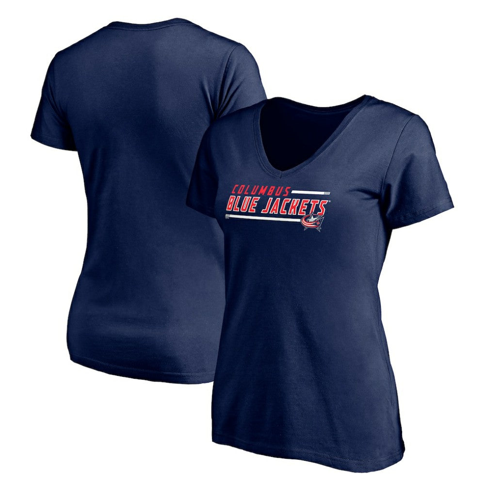 NHL Navy Columbus Blue Jackets Women's Mascot In Bounds V-Neck T-Shirt
