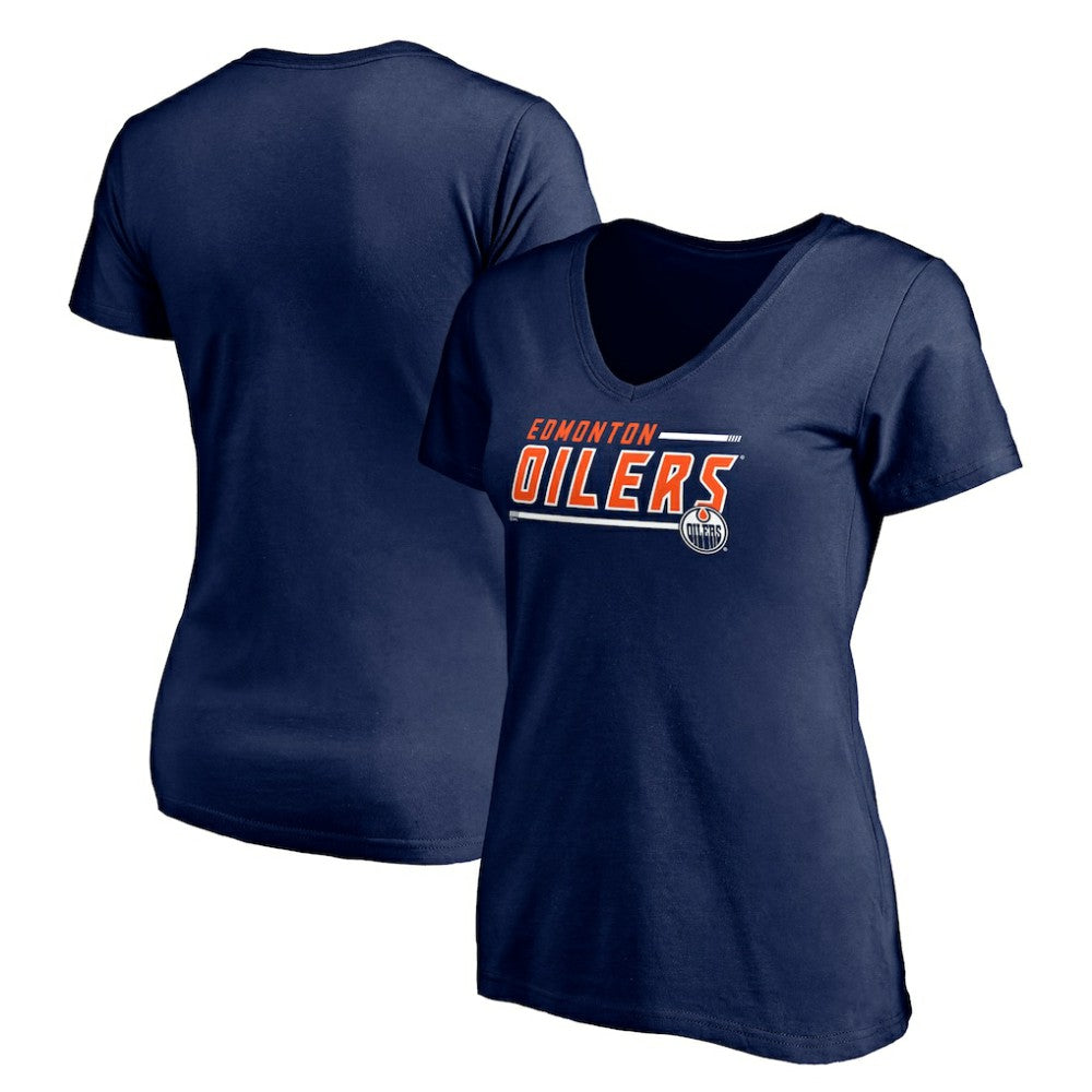 NHL Navy Edmonton Oilers Women's Mascot In Bounds V-Neck T-Shirt