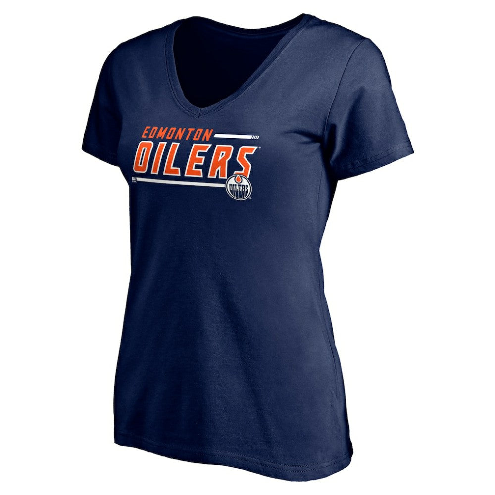 NHL Navy Edmonton Oilers Women's Mascot In Bounds V-Neck T-Shirt