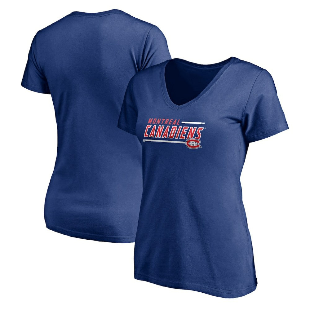 NHL Blue Montreal Canadiens Women's Mascot In Bounds V-Neck T-Shirt