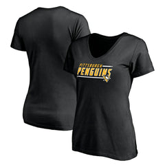 NHL Black Pittsburgh Penguins Women's Mascot In Bounds V-Neck T-Shirt