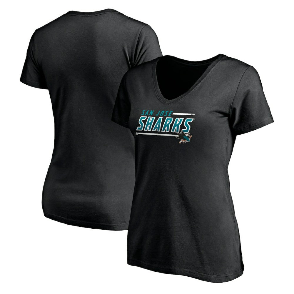 NHL Black San Jose Sharks Women's Mascot In Bounds V-Neck T-Shirt