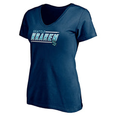 NHL Deep Sea Blue Seattle Kraken Women's Mascot In Bounds V-Neck T-Shirt