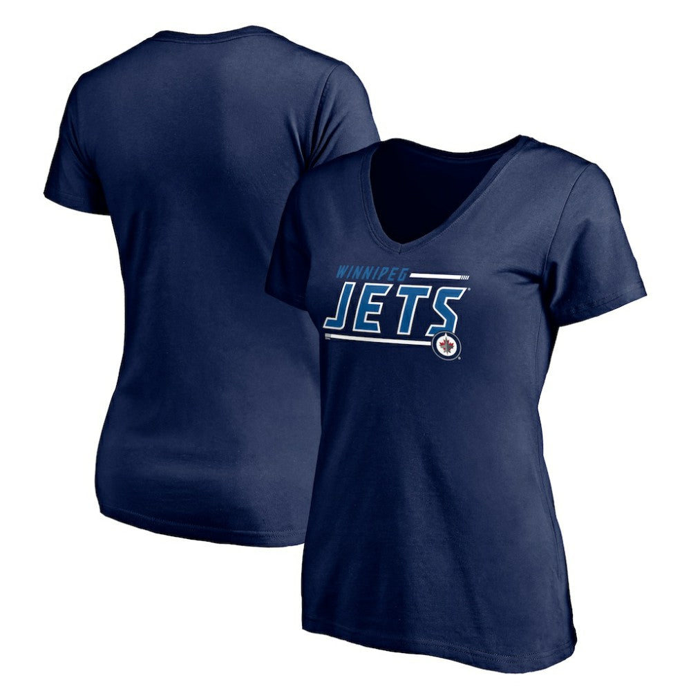 NHL Navy Winnipeg Jets Women's Mascot In Bounds V-Neck T-Shirt