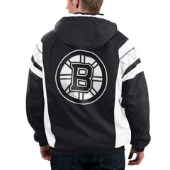 NHL Black/White Boston Bruins Starter x NHL Black Ice Home Team Half-Zip Pullover Hoodie