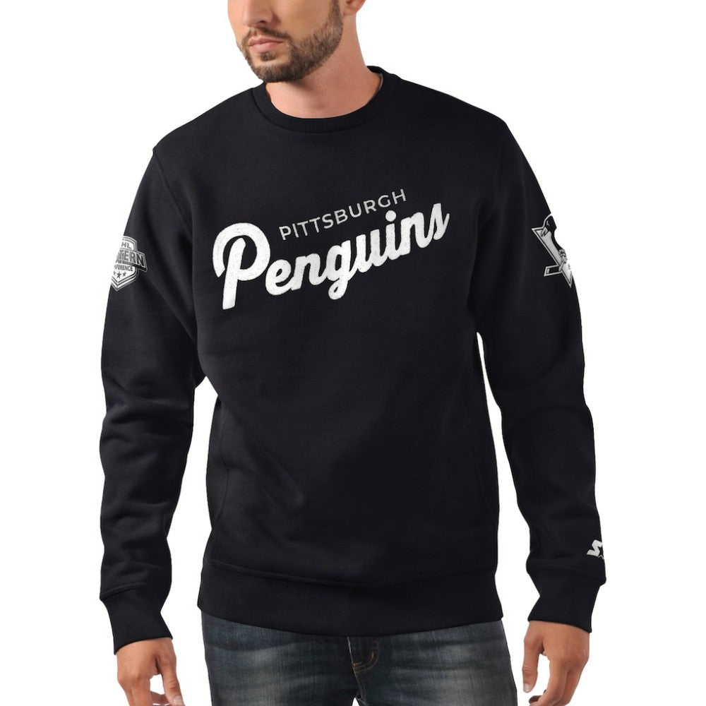 NHL Black Pittsburgh Penguins Starter x NHL Black Ice Cross Check Pullover Sweatshirt