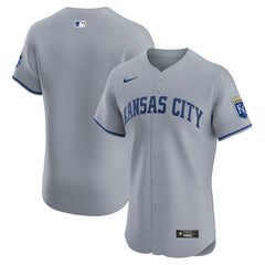 MLB Kansas City Royals Nike Road Vapor Premier Elite Patch Jersey
