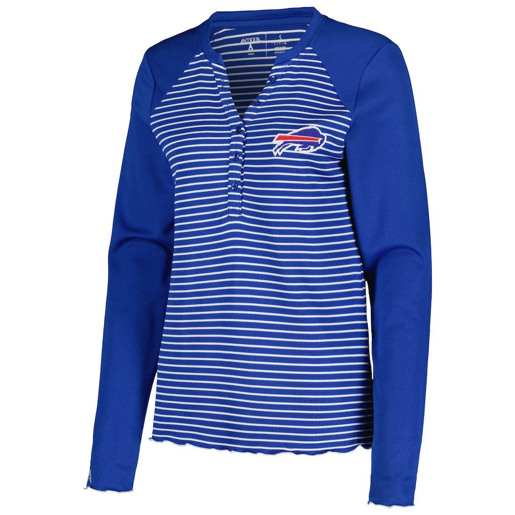 Antigua Women's Maverick Waffle Henley Long Sleeve T-Shirt - Buffalo Bills